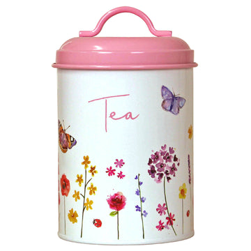 3-pc Pink Butterfly Garden Tea, Coffee & Sugar Canister Set