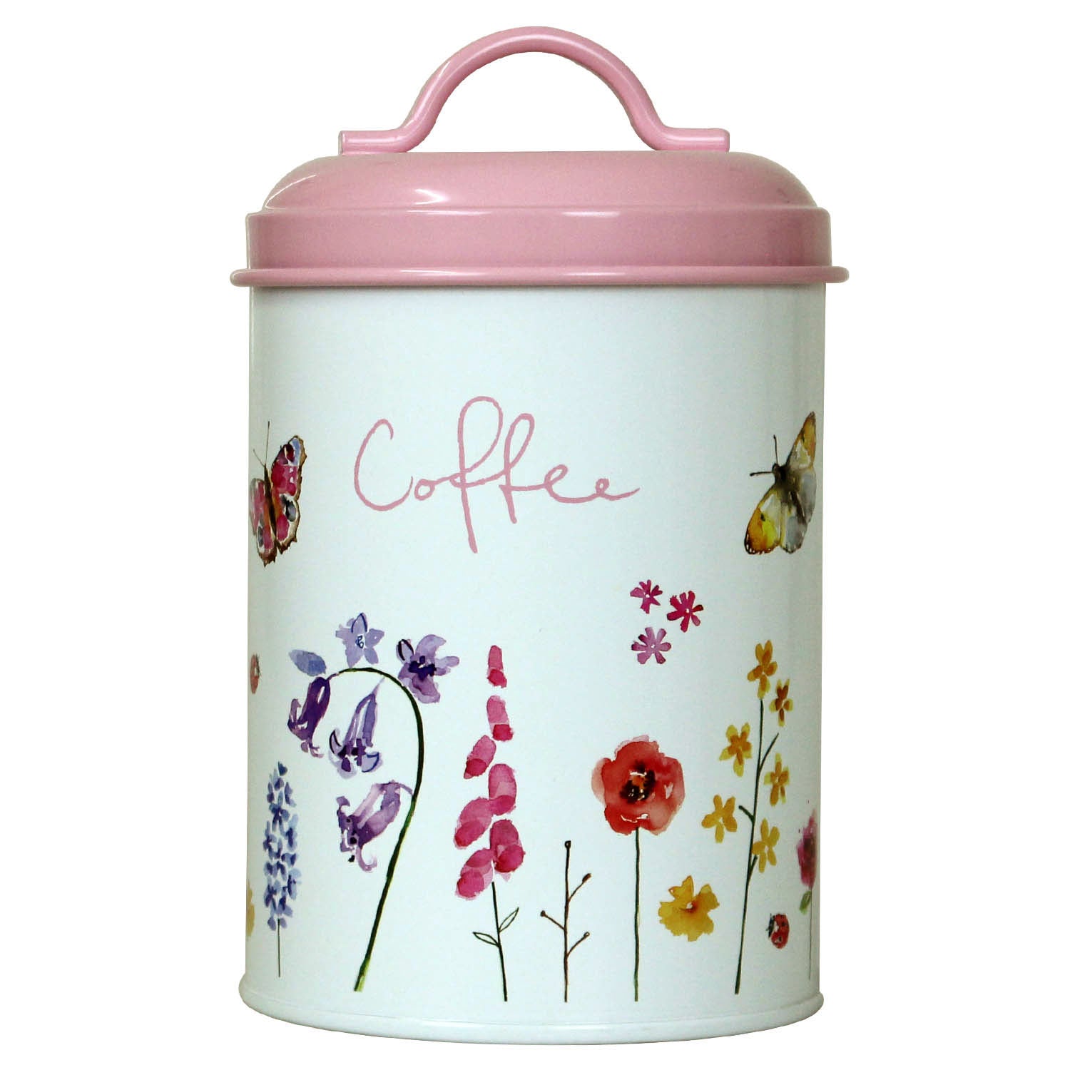 Butterfly Garden Pink Floral Storage Coffee Canister