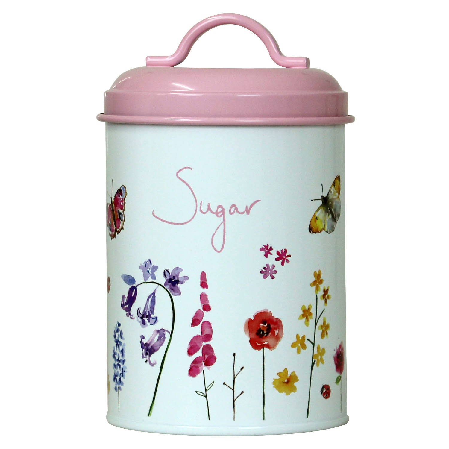 Butterfly Garden Pink Floral Storage Sugar Canister