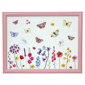 Butterfly Garden Pink Floral Cushion Lap Tray