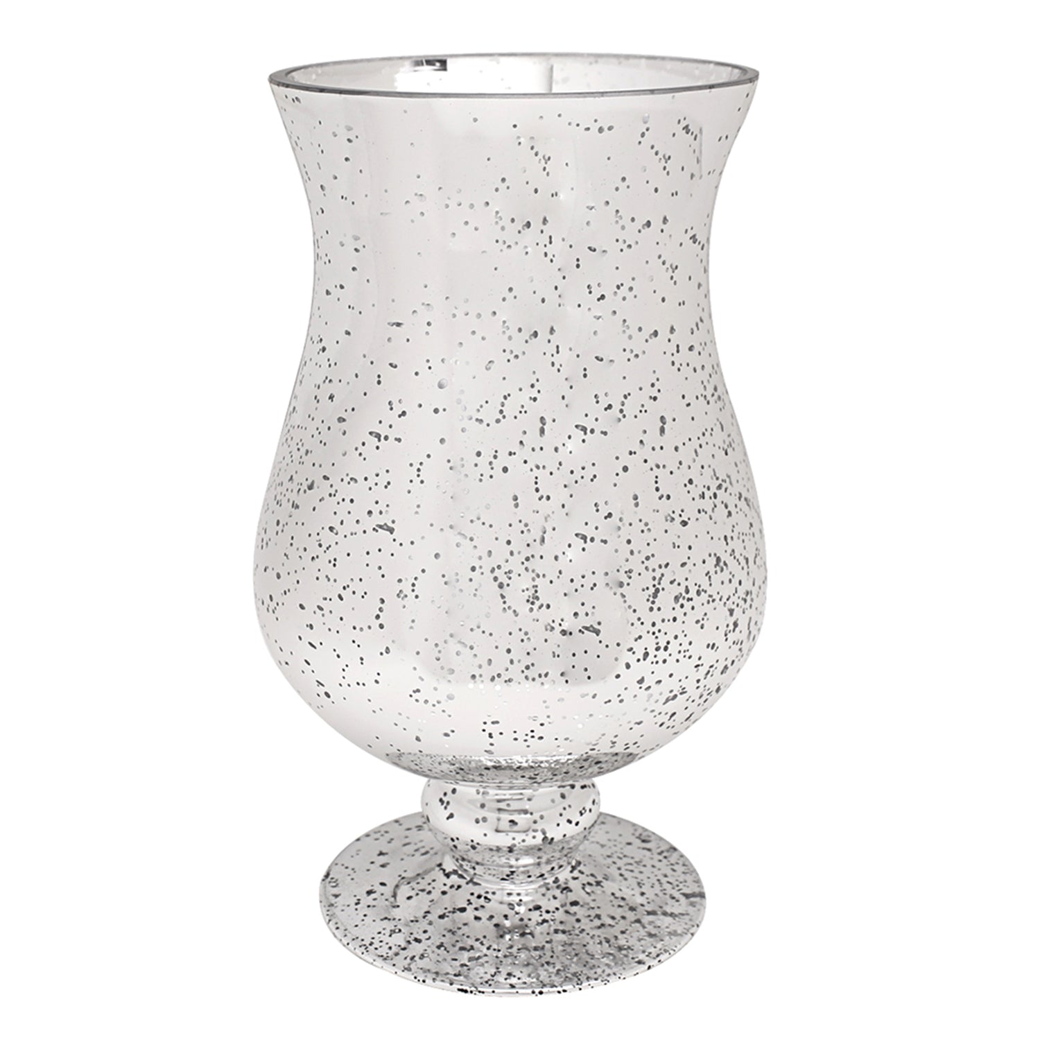 25cm Silver Mirrored Sparkle Candle Holder