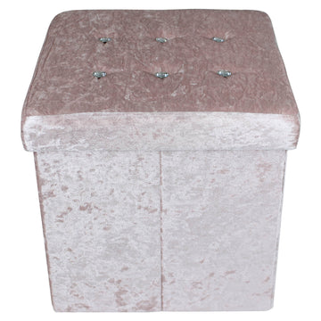 Pink Velvet Fabric Storage Box Organiser Container
