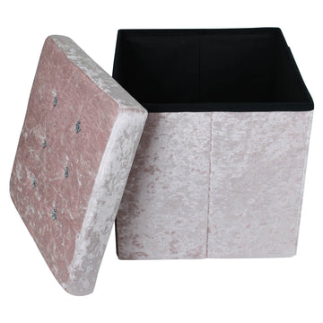 Pink Velvet Fabric Storage Box Organiser Container