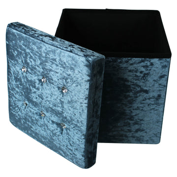 Teal Velvet Fabric Storage Box Organiser Container