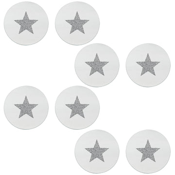 Set of 8 10cm Diamante Crystal Star Mirrored Glass Candle Plate