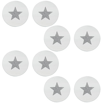 Set of 8 15.5cm Diamante Crystal Star Mirrored Glass Candle Plate