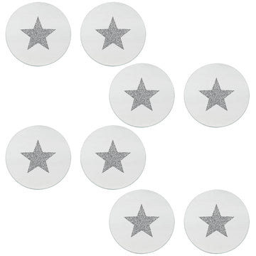 Set of 8 15.5cm Diamante Crystal Star Mirrored Glass Candle Plate