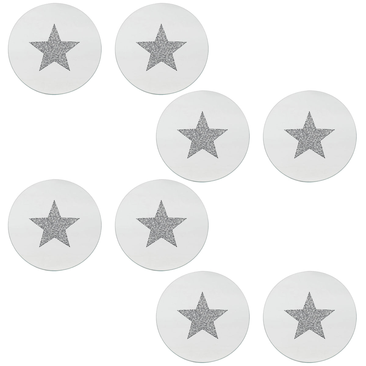 Set of 8 20cm Diamante Crystal Star Mirrored Glass Candle Plate