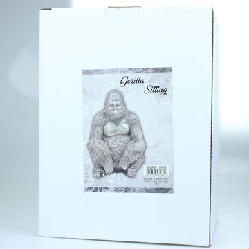 Silver  Sitting Gorilla Resin Decor