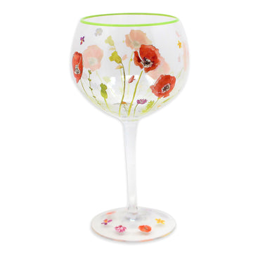 Cocktail Gin Glass Jennifer Rose Hand Painted Poppy Fields