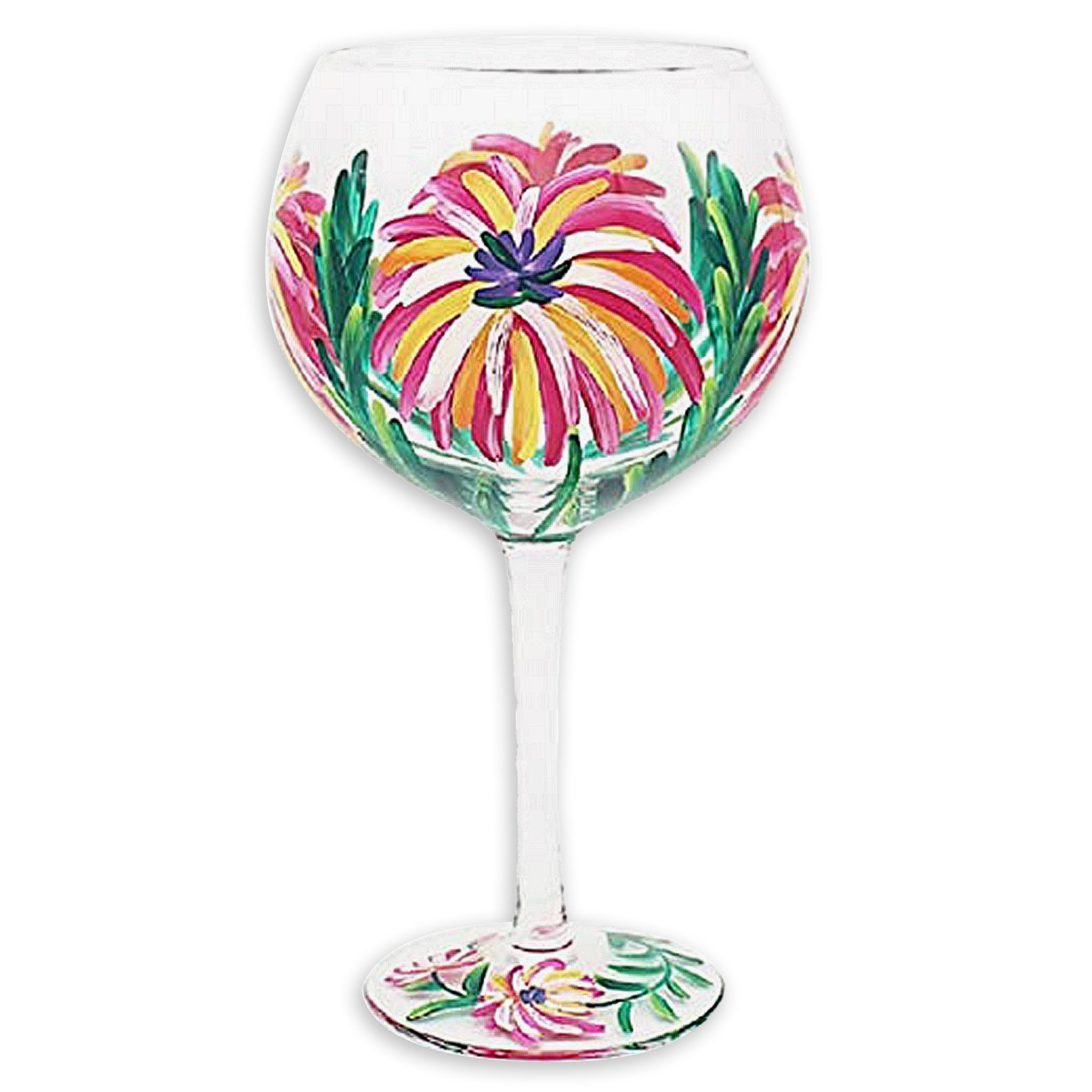 Cocktail Gin Glass Lynsey Johnstone Hand Painted Tropical Flowers