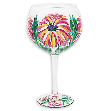 Lynsey Johnstone Hand Painted Cocktail Gin Glass Tropical Flowers