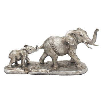 Silver Elephant and Calf Ornament Standing Home Decor
