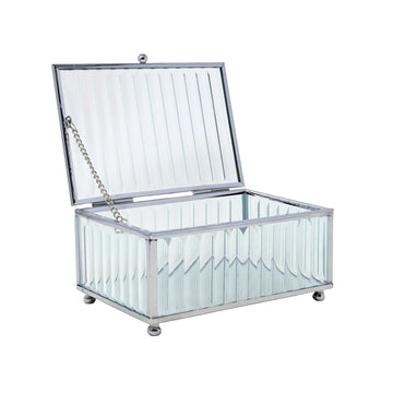 Silver Small Mirrored Glass Jewellery Box
