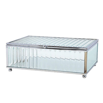 Silver Medium Mirrored Glass Jewellery Box