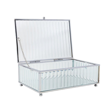 Silver Medium Mirrored Glass Jewellery Box