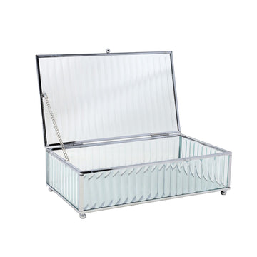 Silver Large Mirrored Glass Jewellery Box