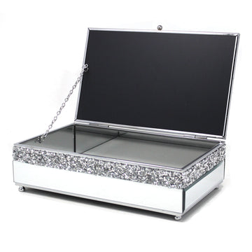 24cm Mirrored Crystal Jewellery Box