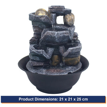 Indoor Polyresin Rock Cascade  Water Fountain Decor with LED