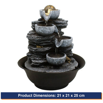 Indoor Polyresin Cascade Water Fountain Decor with LED