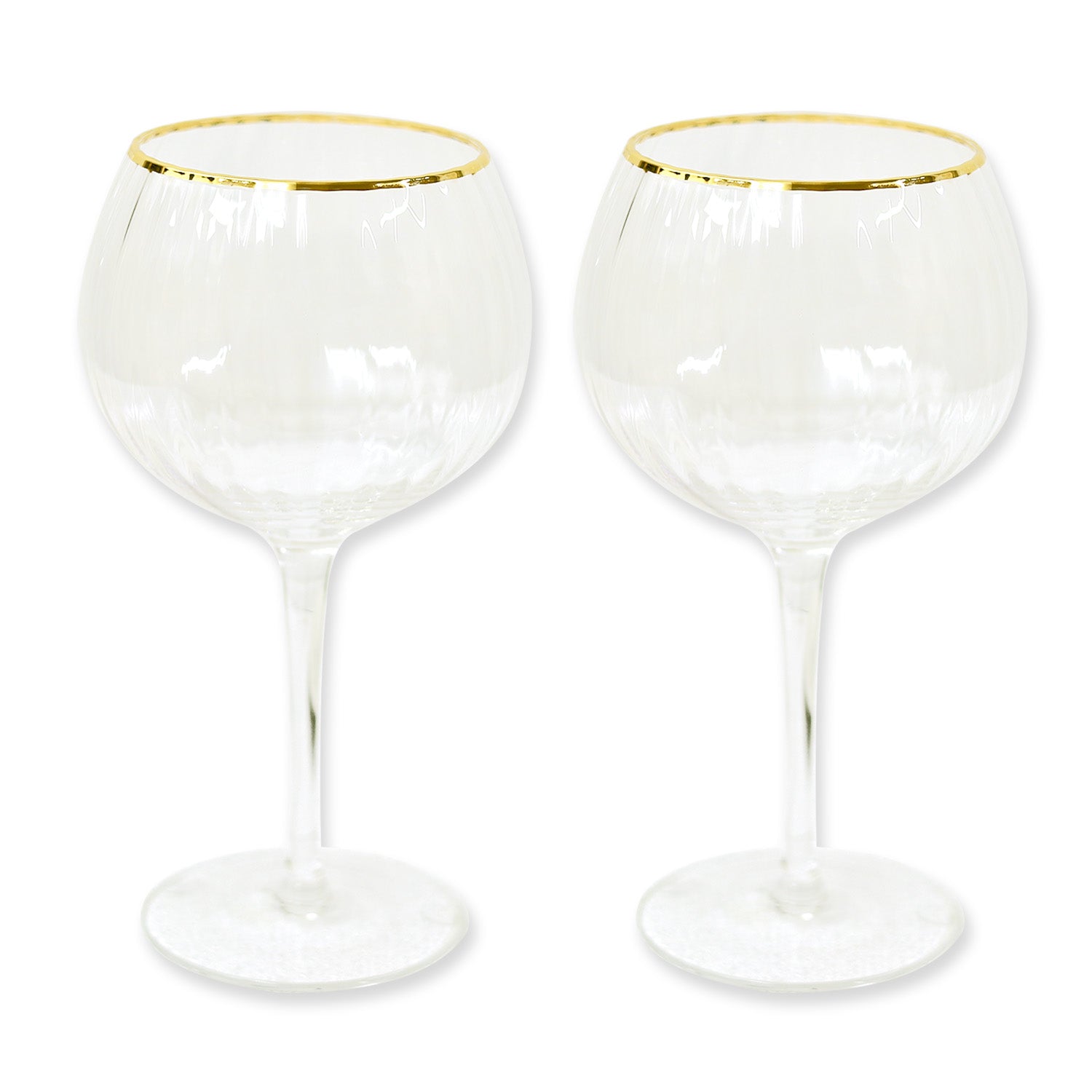2pc 600ml Clear Gold Rim Gin Glasses