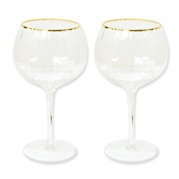 2pc 600ml Clear Gold Rim Gin Glasses
