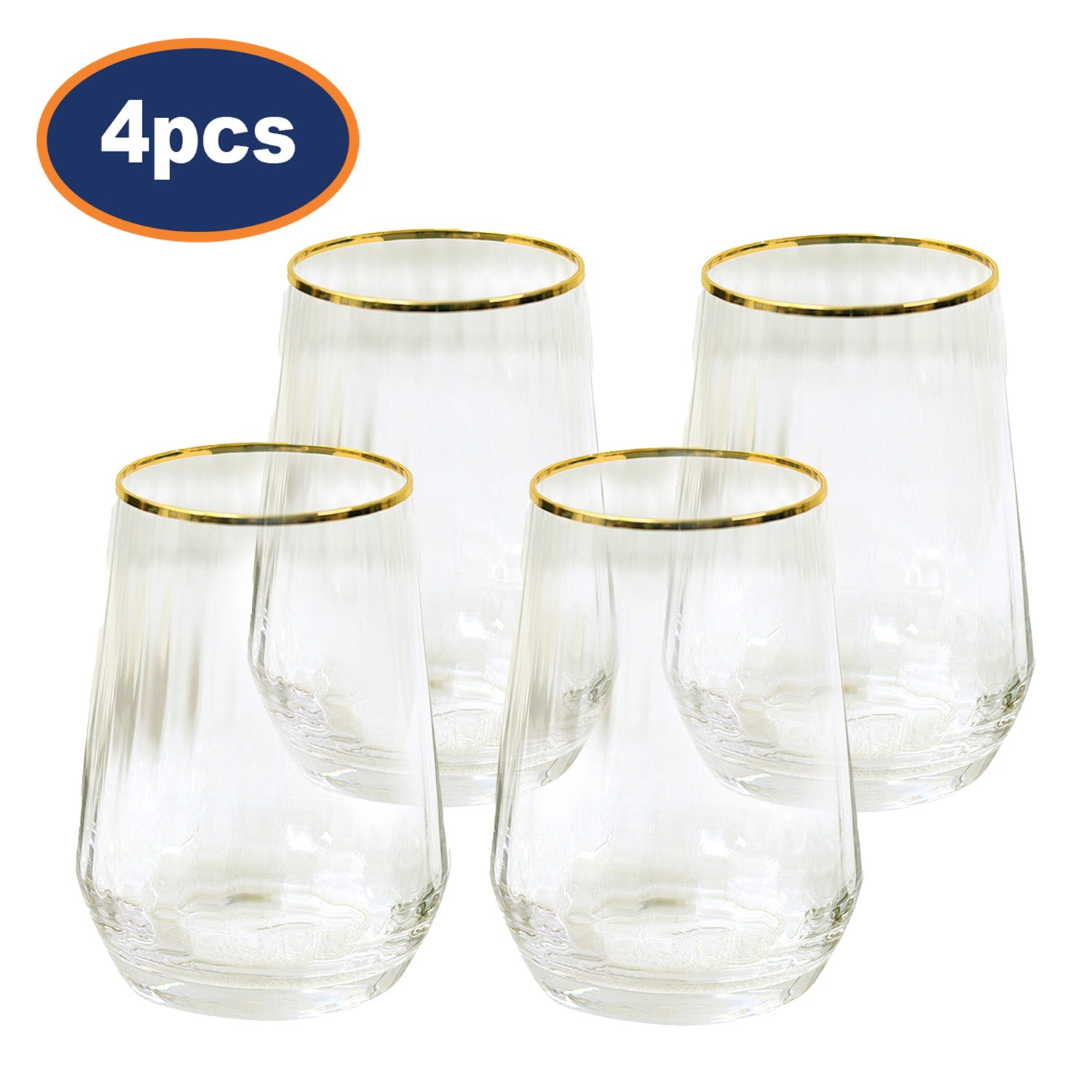 4Pcs 600ml Clear Gold Rim Liquor Tumblers