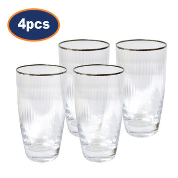 4Pcs 600ml Clear Silver Rim Tumblers