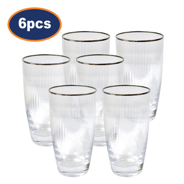 6Pcs 600ml Clear Silver Rim Tumblers