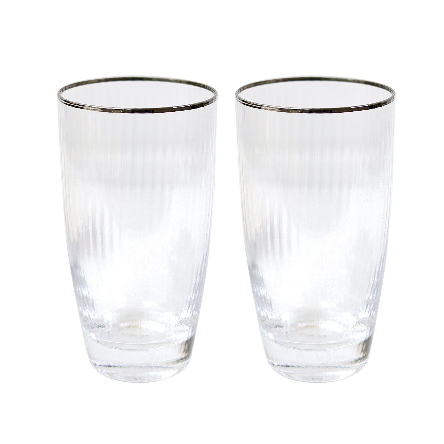 2pc 600ml Clear Silver Rim Tumblers