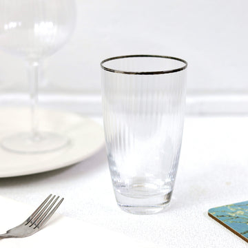 2pc 600ml Clear Silver Rim Tumblers