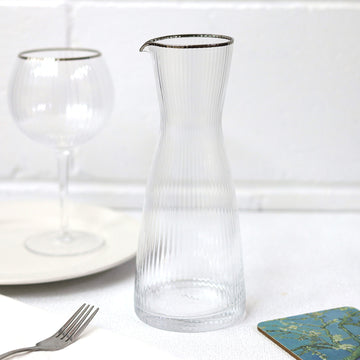 1 Litre Silver Rim Glass Carafe