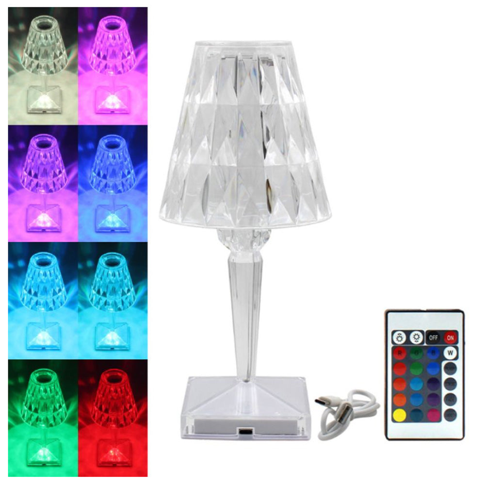 Crystal RGB LED 3D Diamond Table Lamp with Remote