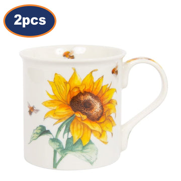 2pcs 250ml Bee-tanical Sunflower Flower Ceramic Mug