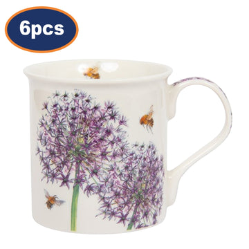 6pcs 250ml Bee-tanical Allium Flower Ceramic Mug