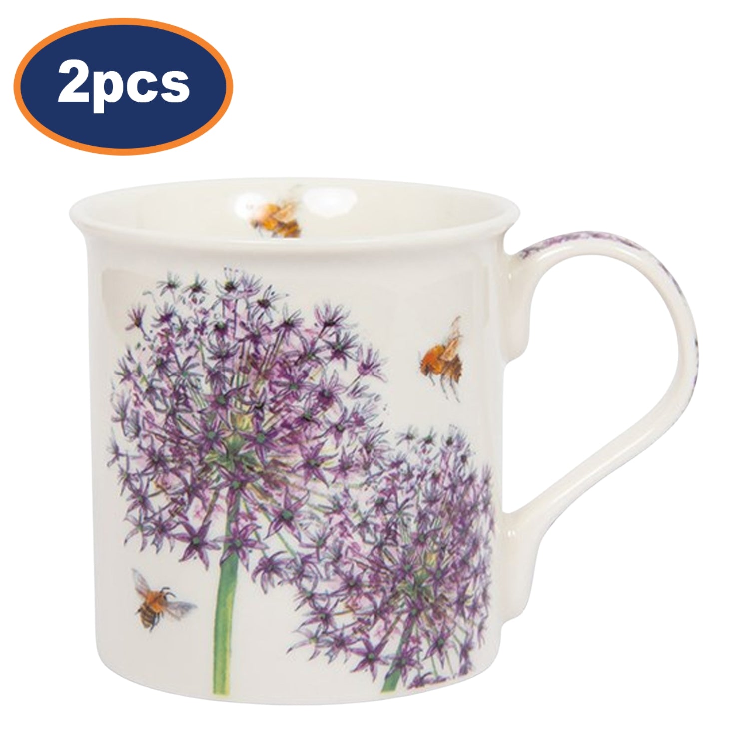 2pcs 250ml Bee-tanical Allium Flower Ceramic Mug