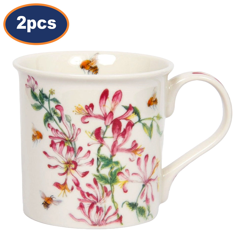 2pcs 250ml Bee-tanical Honeysuckle Flower Ceramic Mug