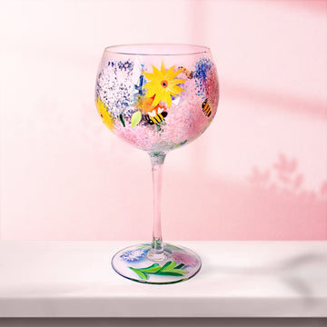 Cocktail Gin Glass Lynsey Johnstone Hand Painted Alliums & Bees