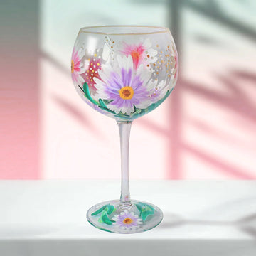 Lynsey Johnstone Hand Painted Cocktail Gin Glass Cosmos Flower