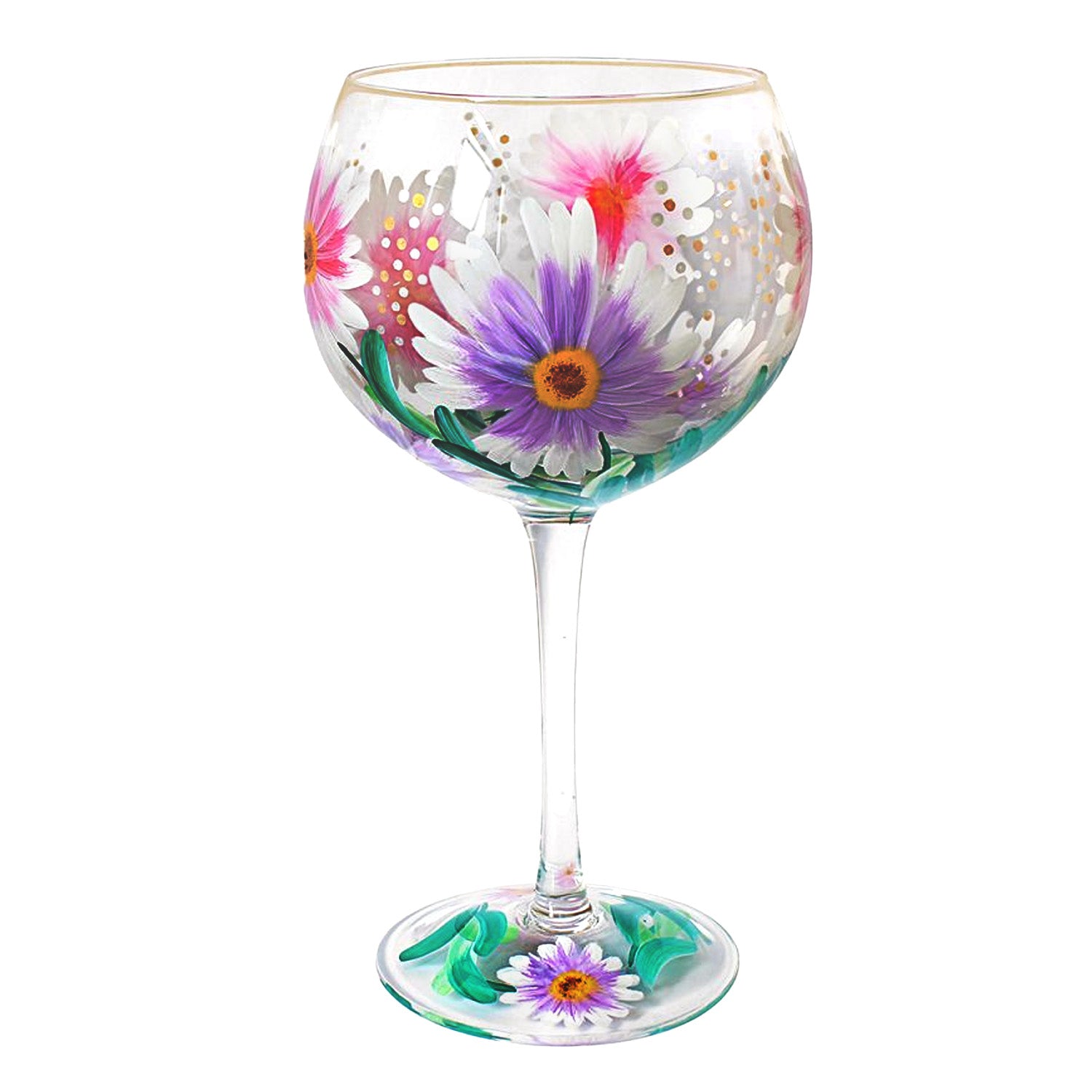 Cocktail Gin Glass Lynsey Johnstone Hand Painted Cosmos Flower