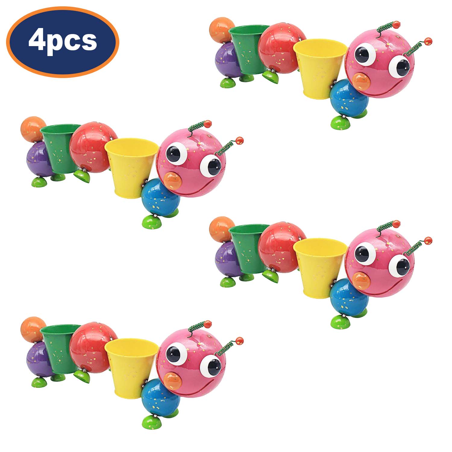 4Pcs Bright Eyes Googly Eyed Caterpillar Garden Ornaments