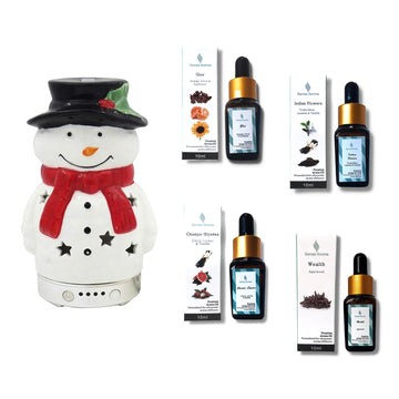 Happy Snowman Lamp Humidifier With 4 10ml Scented Oils Mist