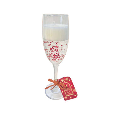 Champagne Glass Red Glitter Gel Candle