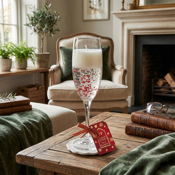 Champagne Glass Red Glitter Gel Candle