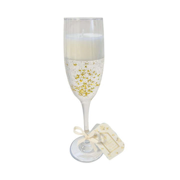 Champagne Glass Gold Glitter Gel Candle