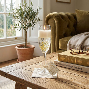 Champagne Glass Gold Glitter Gel Candle