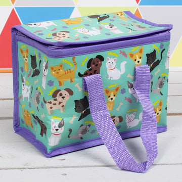 Mint Cats And Dogs  Insulated Lunch Bag