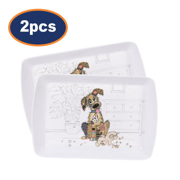 2Pcs Rectangle Melamine Bug Art Murphy Mutt Serving Tray
