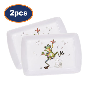 2Pcs Rectangle Melamine Bug Art Freddy Frog Serving Tray