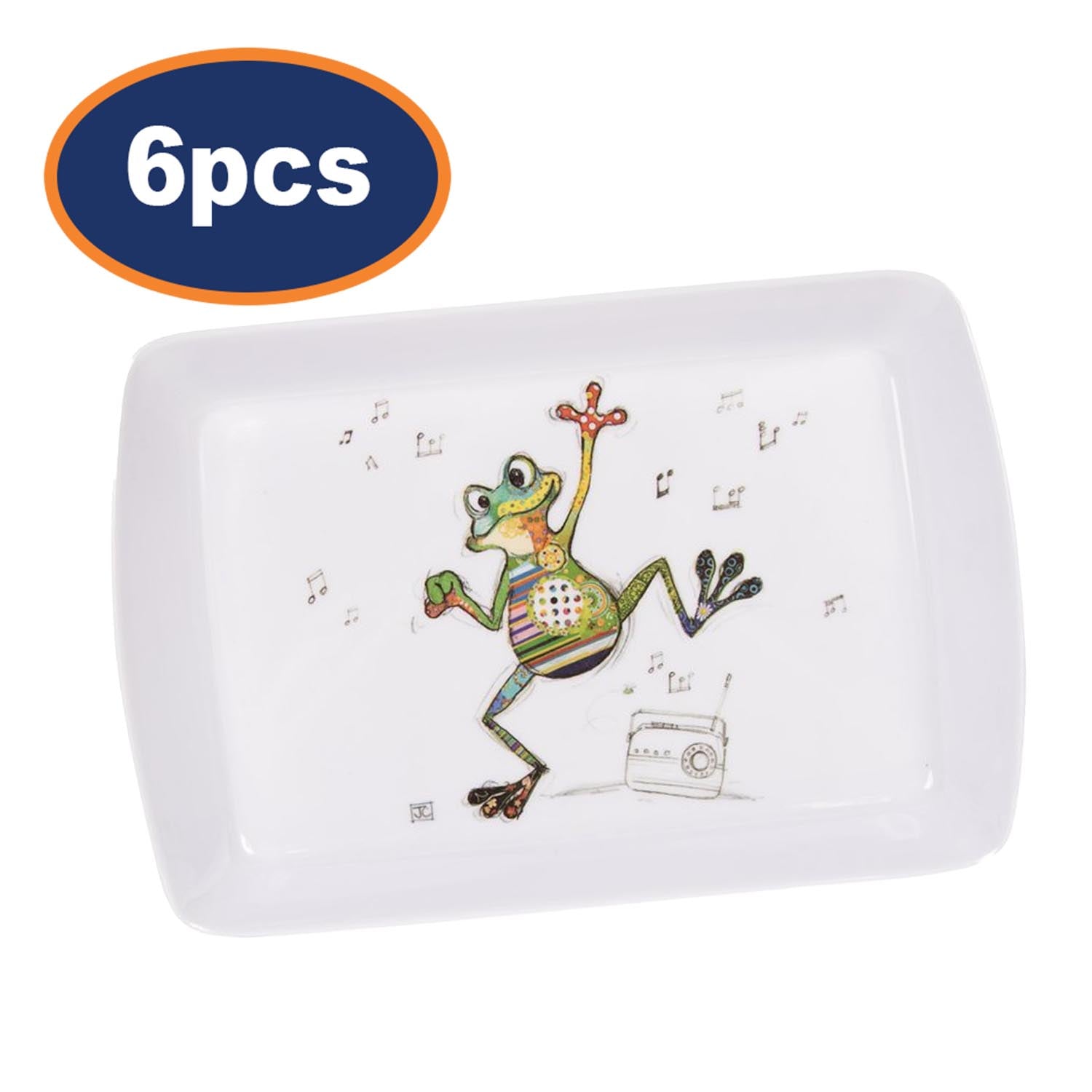 6Pcs Rectangle Melamine Bug Art Freddy Frog Serving Tray